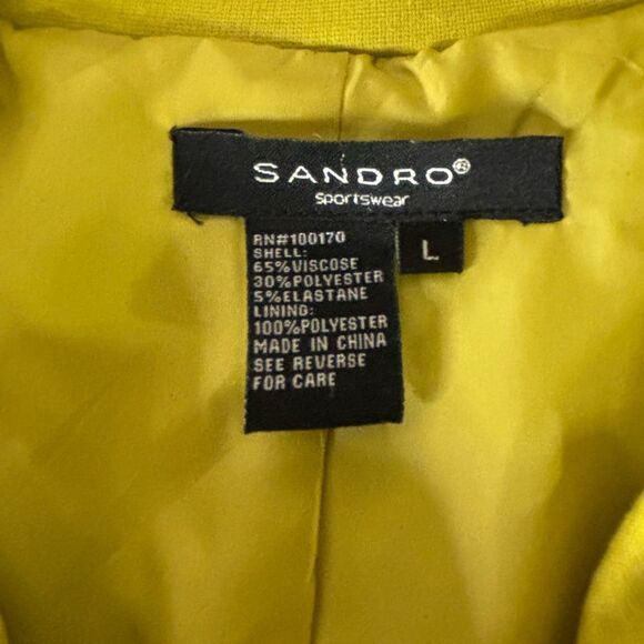 Sandro Sportwear Lime Green 3/4 Sleeve Belted Button Trench coat Jacket Size  L - Picture 8 of 9